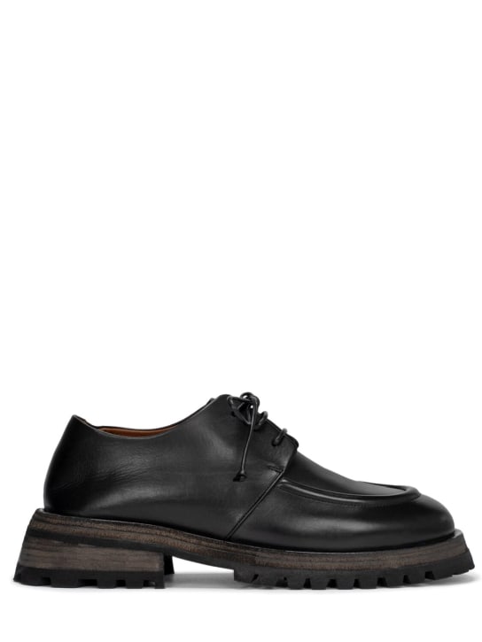 Marsell: Chaussures à lacets en cuir Scalarmato - Noir - men_0 | Luisa Via Roma