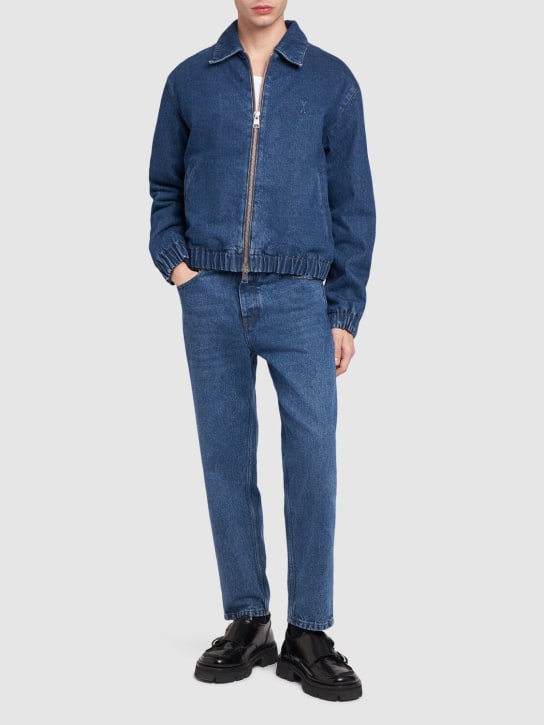 AMI Paris: Tapered cotton denim jeans - Used Blue - men_1 | Luisa Via Roma