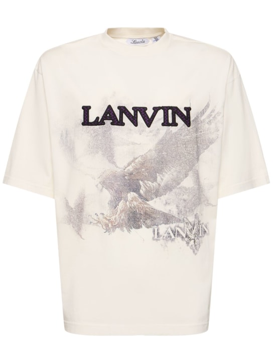Lanvin: Camiseta estampada - White Mustang - men_0 | Luisa Via Roma