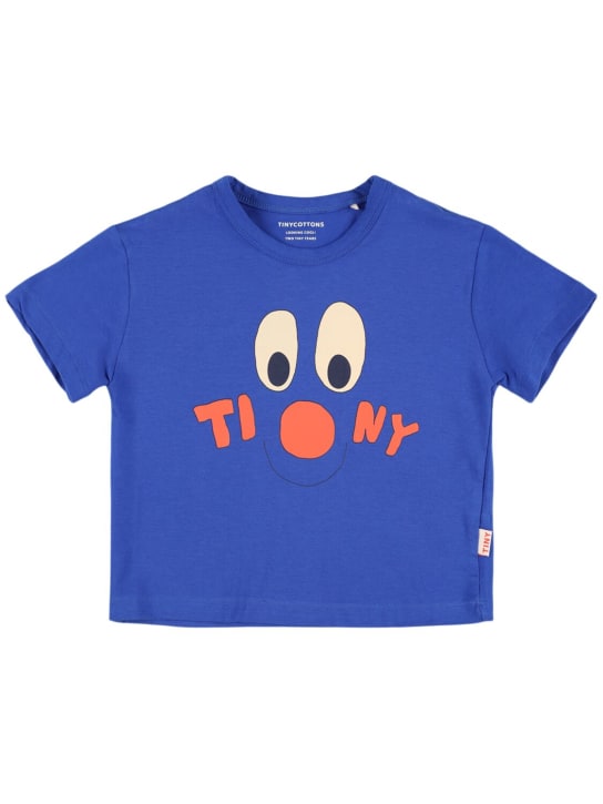 Tiny Cottons: 프린트 오가닉 코튼 티셔츠 - 블루 - kids-boys_0 | Luisa Via Roma