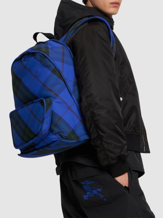 Burberry: Shield Check print backpack - Knight - men_1 | Luisa Via Roma