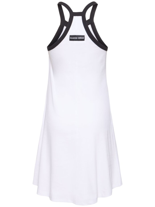 Marine Serre: Ribbed cotton mini dress - women_4 | Luisa Via Roma