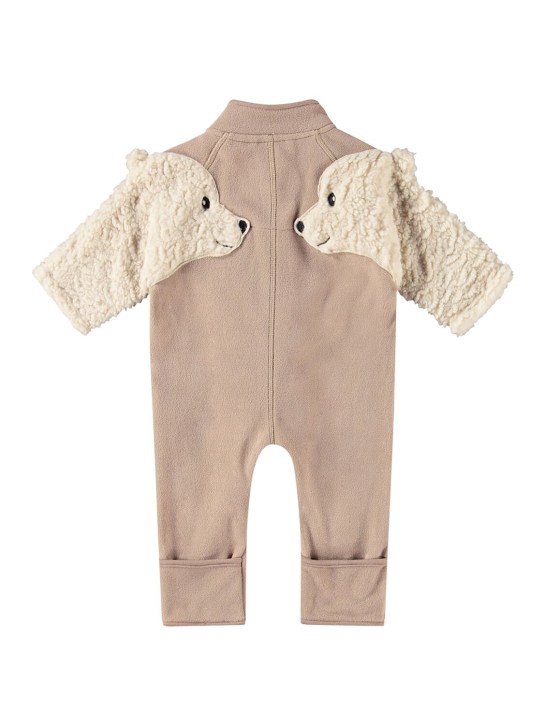 Molo: Recycled polyester fleece romper - Beige - kids-girls_1 | Luisa Via Roma