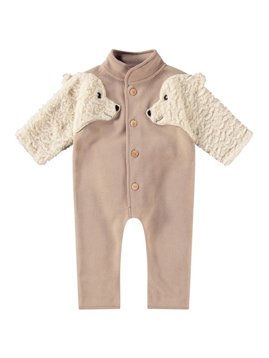 Molo: Recycled polyester fleece romper - Beige - kids-girls_0 | Luisa Via Roma