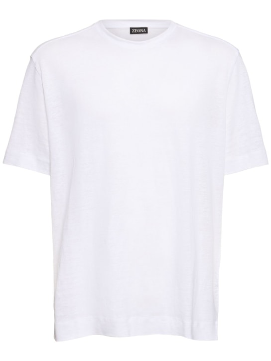 Zegna: T-Shirt aus Leinenjersey - Weiß - men_0 | Luisa Via Roma