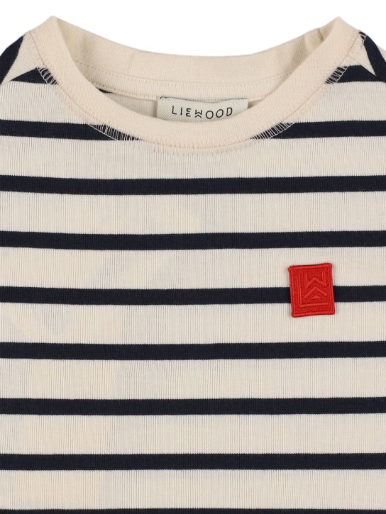 Liewood: T-shirt en jersey de coton à manches longues - Sand/Navy - kids-boys_1 | Luisa Via Roma