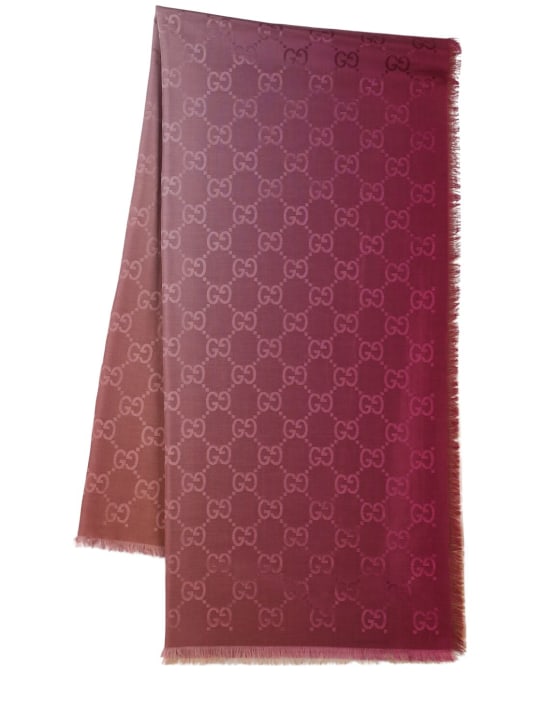 Gucci: GG cotton & silk blend scarf - Camel/Pembe - women_0 | Luisa Via Roma