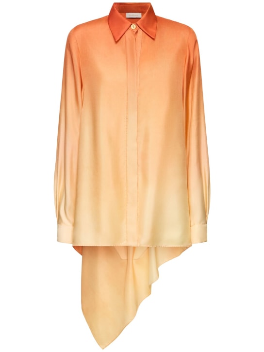 Zimmermann: Tranquility faded asymmetric silk shirt - Orange - women_0 | Luisa Via Roma