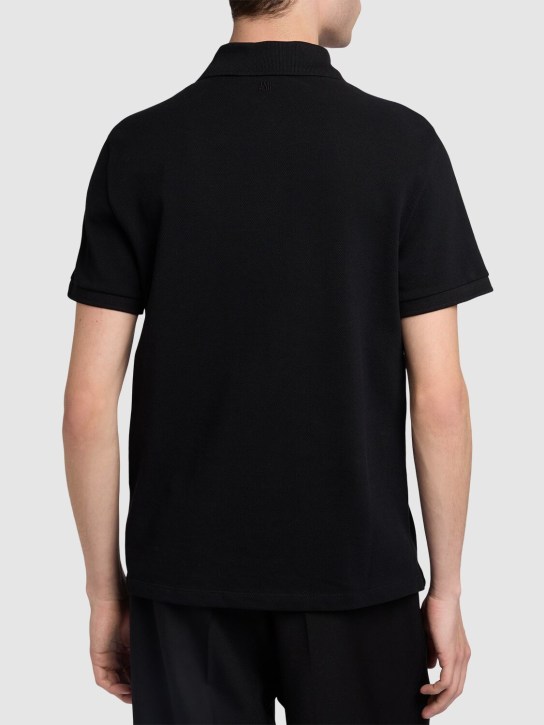 AMI Paris: Polo in cotone piqué organico con logo - men_1 | Luisa Via Roma