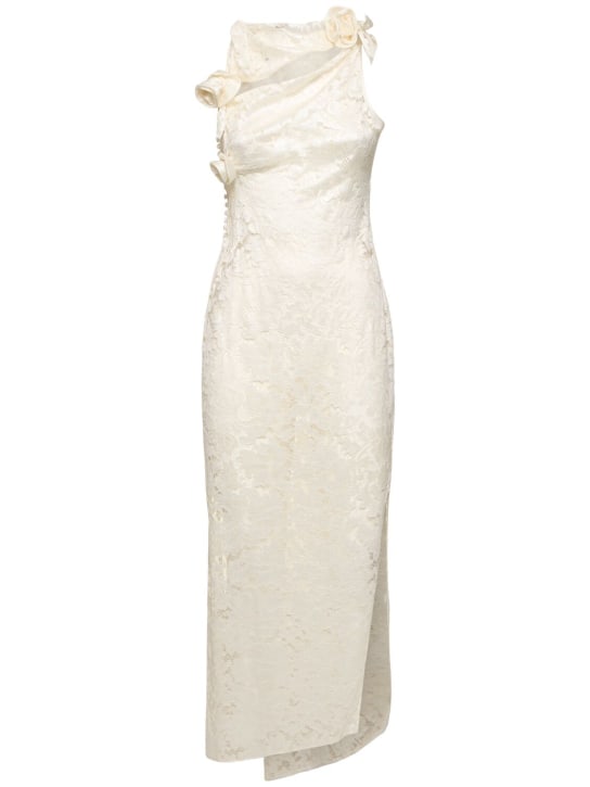 Coperni: 不对称花朵装饰长连衣裙 - 白色 - women_0 | Luisa Via Roma