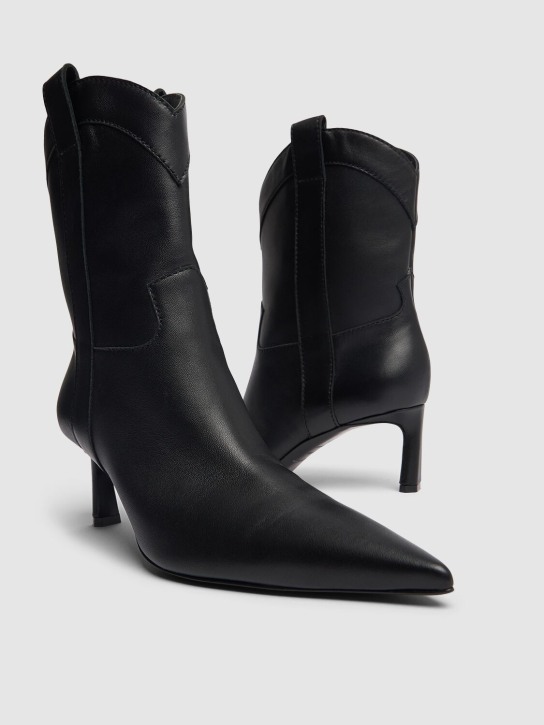Sergio Rossi: 60mm Leather ankle boots - Siyah - women_1 | Luisa Via Roma