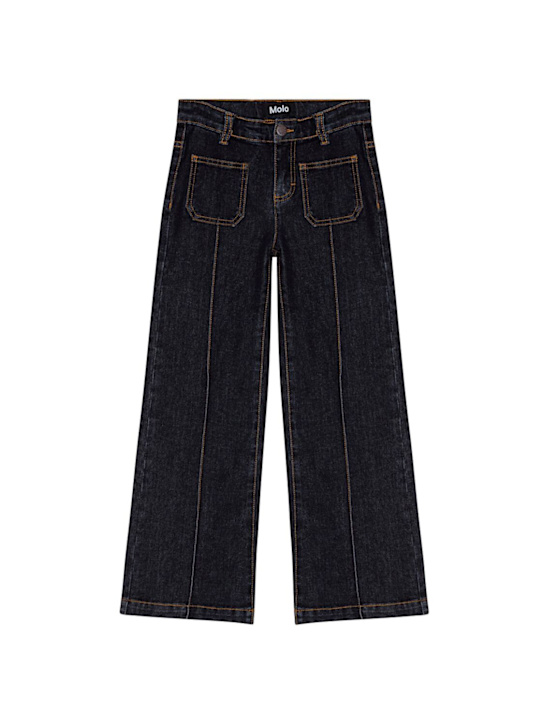 Molo: Cotton blend denim pants - Blue - kids-girls_0 | Luisa Via Roma