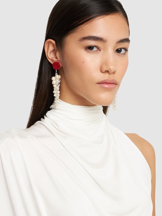 Magda Butrym: Rose faux pearl drop earrings - women_1 | Luisa Via Roma