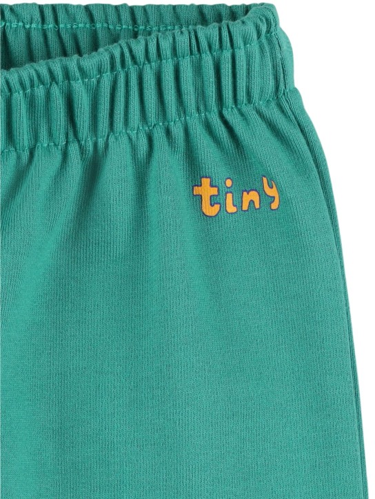 Tiny Cottons: Pantalon de sport en coton biologique à rayures - Vert - kids-girls_1 | Luisa Via Roma