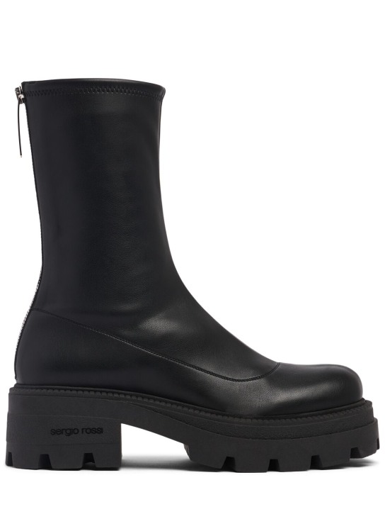 Sergio Rossi: 25mm Leather booties - Black - women_0 | Luisa Via Roma