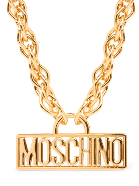Moschino: Halskette mit Logoplakette - Gold - women_0 | Luisa Via Roma
