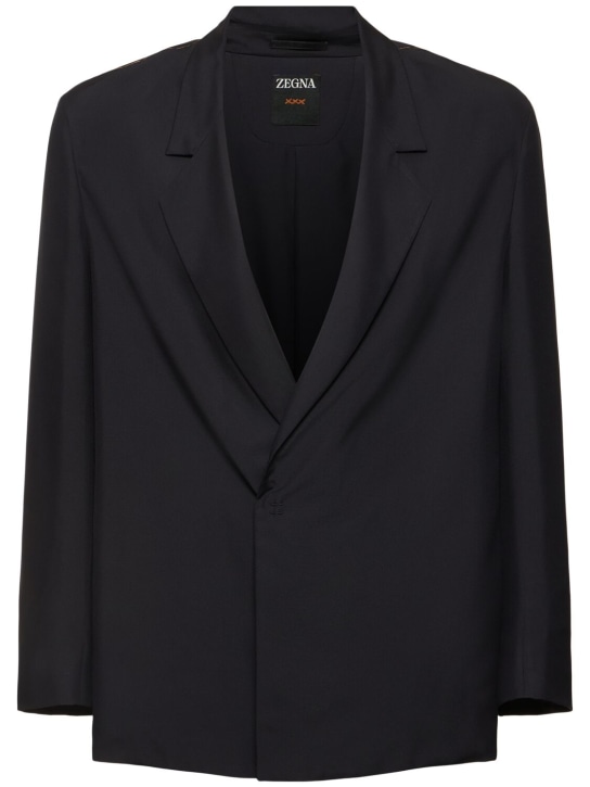 Zegna: Oversized silk blazer - Black - men_0 | Luisa Via Roma