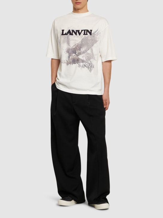 Lanvin: Camiseta estampada - White Mustang - men_1 | Luisa Via Roma