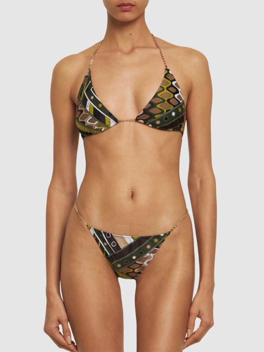 Pucci: Top triangular de bikini - Verde/Multi - women_1 | Luisa Via Roma