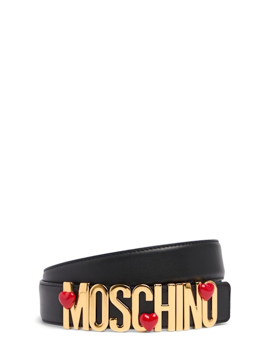 Moschino: 3.5cm Logo soft nappa belt - men_0 | Luisa Via Roma