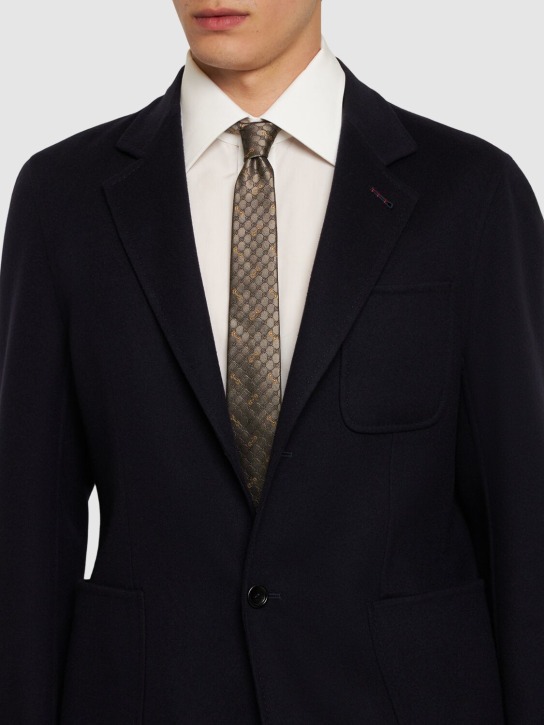 Gucci: 7cm breite Krawatte aus Seidenjacquard „Morset“ - Sand/Braun - men_1 | Luisa Via Roma