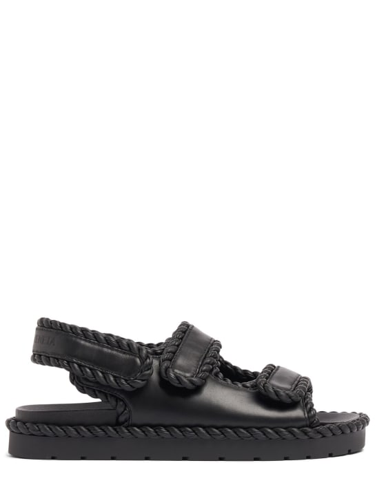 Bottega Veneta: 45mm Jack leather flat sandals - 블랙 - women_0 | Luisa Via Roma