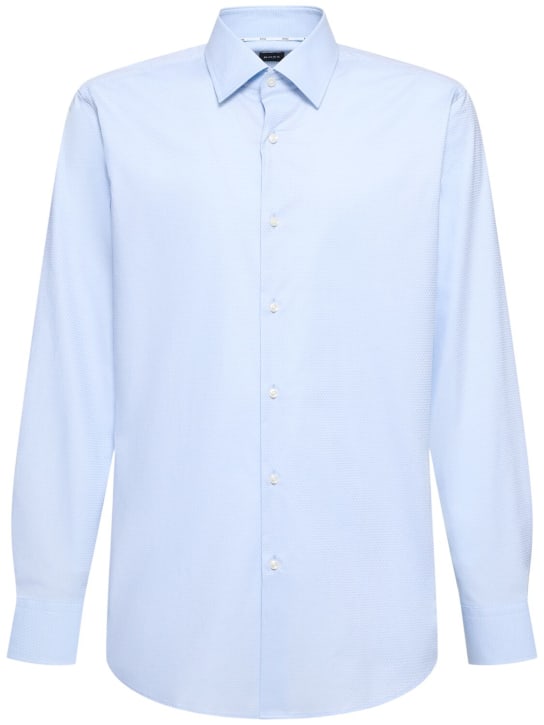 Boss: Camisa slim de algodón - Azul Claro - men_0 | Luisa Via Roma