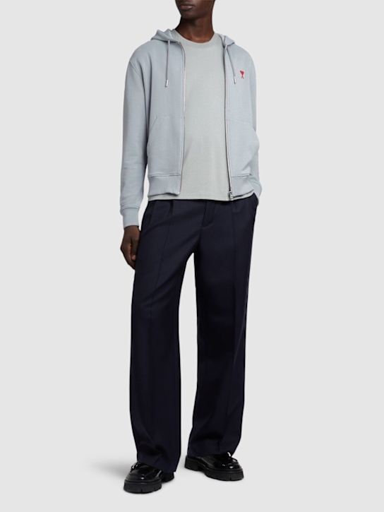 AMI Paris: Adc stretch cotton zip hoodie - men_1 | Luisa Via Roma