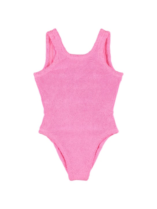 Hunza G: Seersucker one piece swimsuit w/ bow - Pembe - kids-girls_0 | Luisa Via Roma
