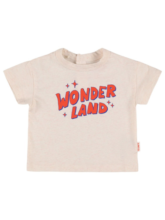Tiny Cottons: T-shirt in cotone organico con stampa - Off White - kids-girls_0 | Luisa Via Roma