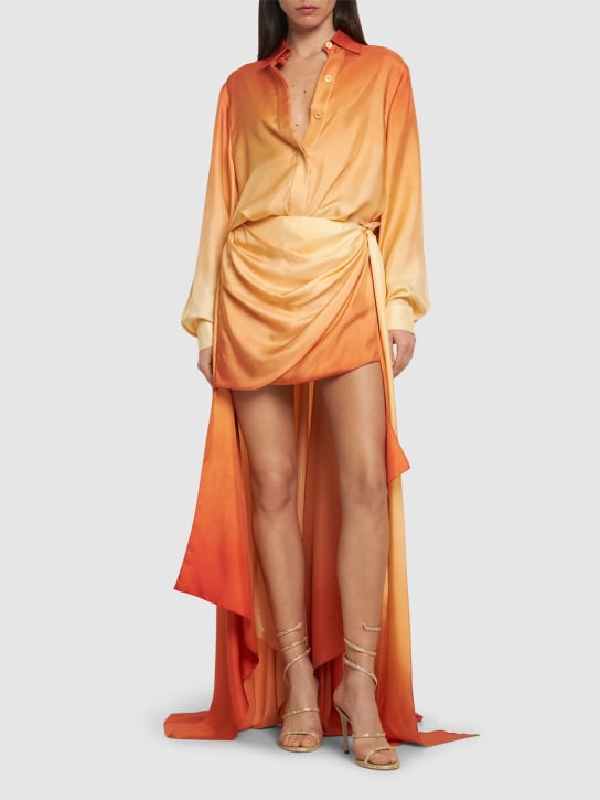Zimmermann: Camisa asimétrica de seda - Multi/Naranja - women_1 | Luisa Via Roma