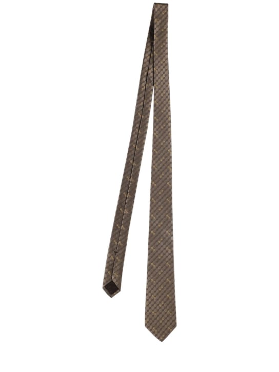 Gucci: Cravate en soie Morset 7 cm - Sable/Marron - men_0 | Luisa Via Roma