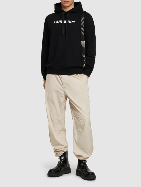 Burberry: Sudadera Ansdell de jersey de algodón con capucha - Negro - men_1 | Luisa Via Roma