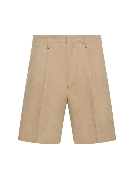 Loro Piana: Joetsu cotton & linen bermuda shorts - Beige - men_0 | Luisa Via Roma