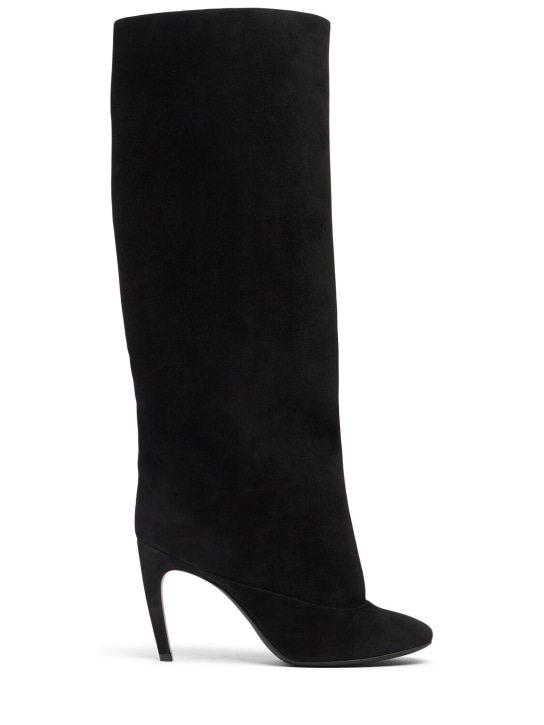 Sergio Rossi: 90mm Suede tall boots - Siyah - women_0 | Luisa Via Roma