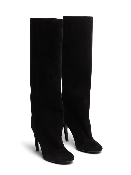 Sergio Rossi: 90mm Suede tall boots - Black - women_1 | Luisa Via Roma