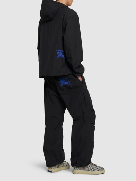 Burberry: Nylon waterproof hooded jacket - Black - men_1 | Luisa Via Roma