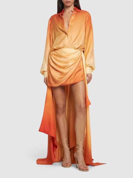Zimmermann: Tranquility asymmetric silk mini skirt - Turuncu - women_1 | Luisa Via Roma