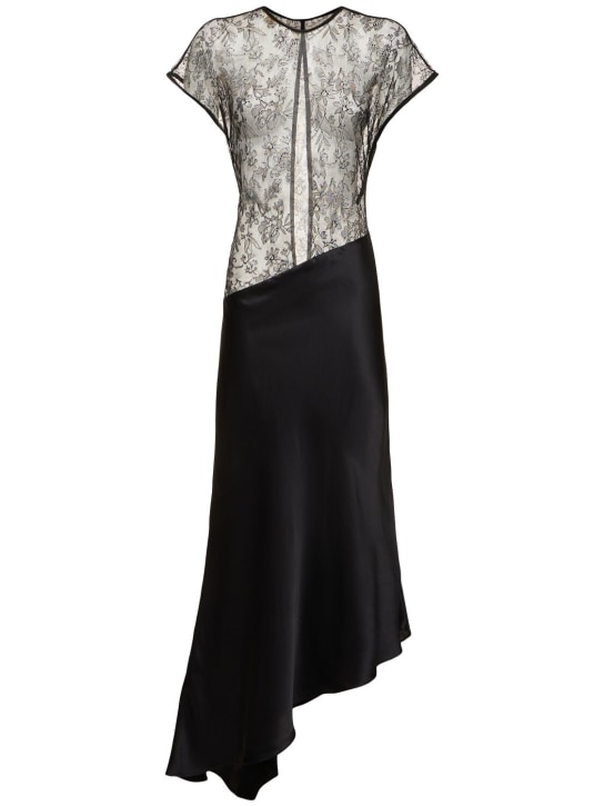 TOVE: Beline lace & satin long dress - Black - women_0 | Luisa Via Roma