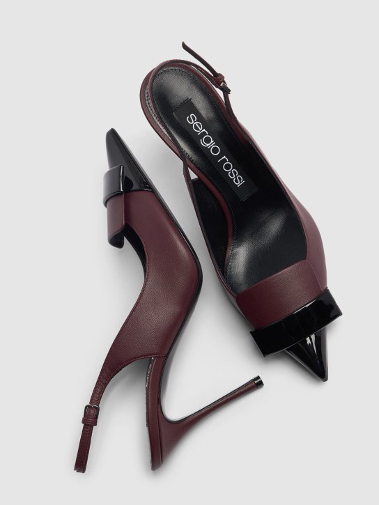 Sergio Rossi: 75mm Leather slingback pumps - Siyah/Bordo - women_1 | Luisa Via Roma