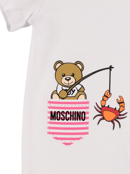 Moschino: 棉质平纹针织连体衣2件套装 - 白色/粉色 - kids-girls_1 | Luisa Via Roma