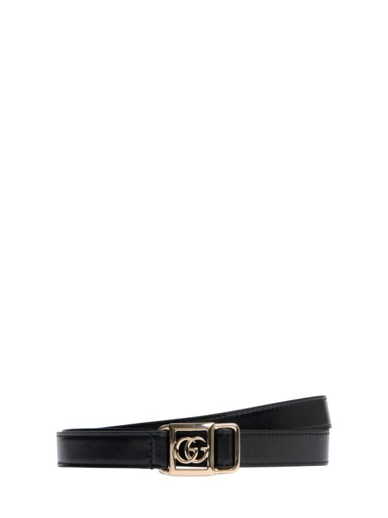 Gucci: 2cm Leather tie belt w/ Double G buckle - Black - women_0 | Luisa Via Roma