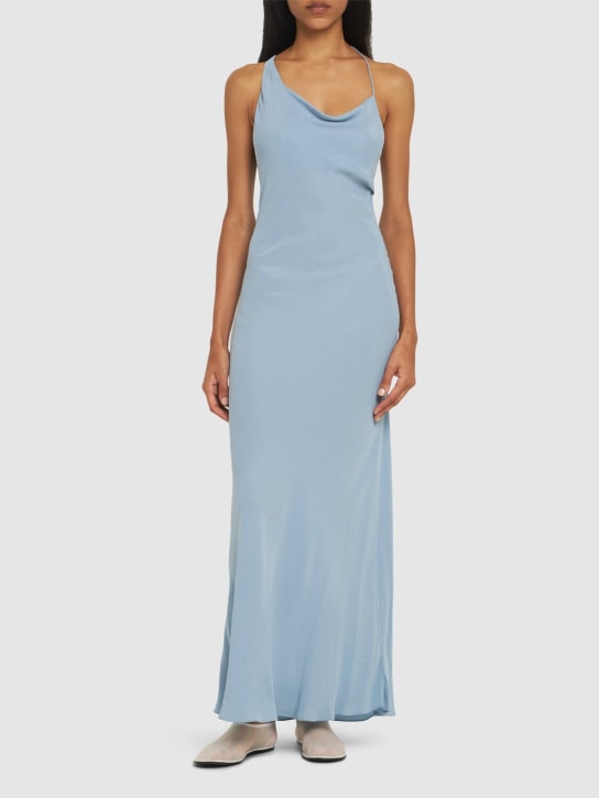 St. Agni: Asymmetric draped maxi dress - Blu - women_1 | Luisa Via Roma