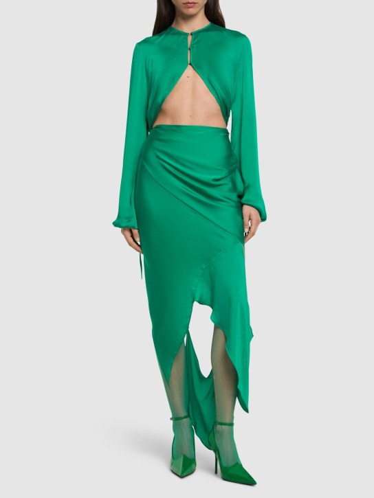 Acne Studios: Cutout asymmetric silk long dress - women_1 | Luisa Via Roma