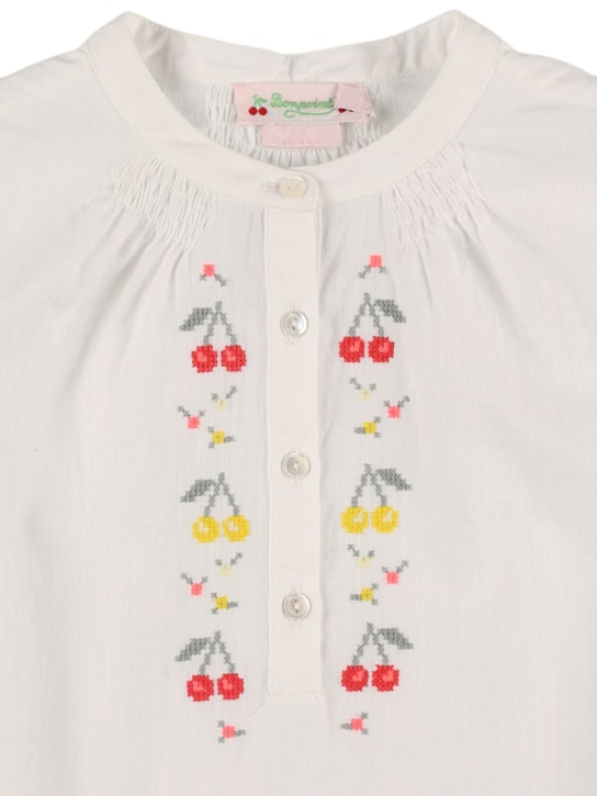 Bonpoint: Camicia in popeline di cotone con ricami - kids-girls_1 | Luisa Via Roma