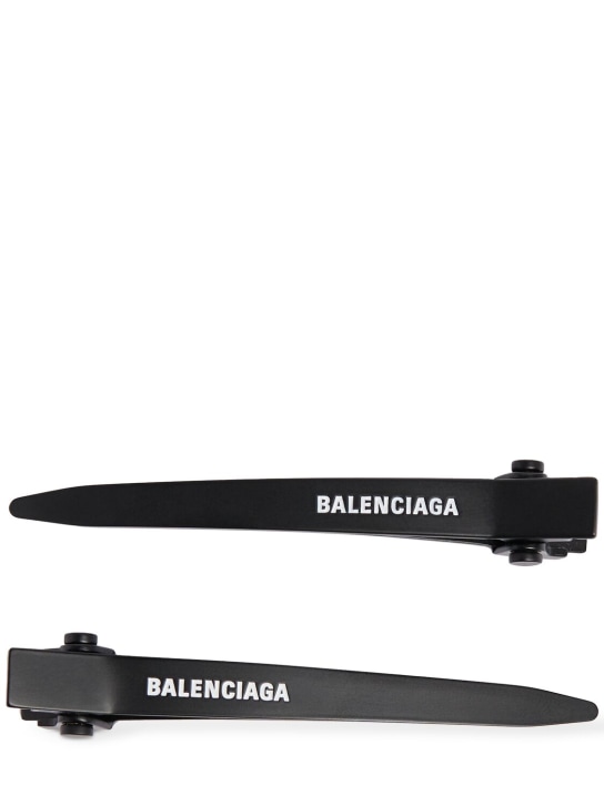 Balenciaga: Set of 2 Holli Pro hair clips - Siyah/Beyaz - women_0 | Luisa Via Roma