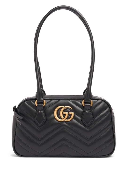 Gucci: Small GG Marmont leather top handle bag - Black - women_0 | Luisa Via Roma