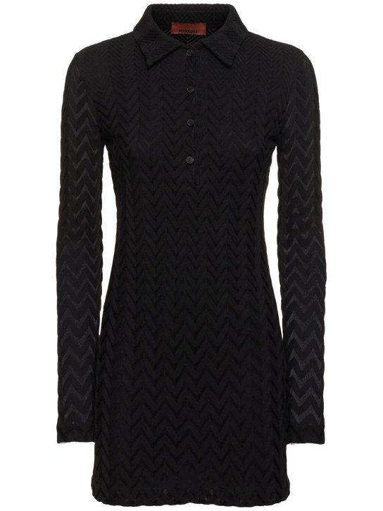 Missoni: Chevron cotton blend mini dress - women_0 | Luisa Via Roma