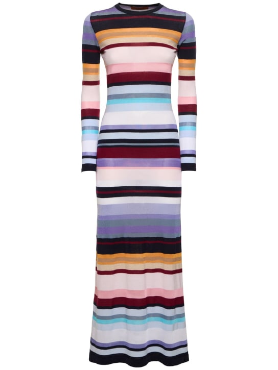 Missoni: Wool blend long sleeve knit maxi dress - women_0 | Luisa Via Roma