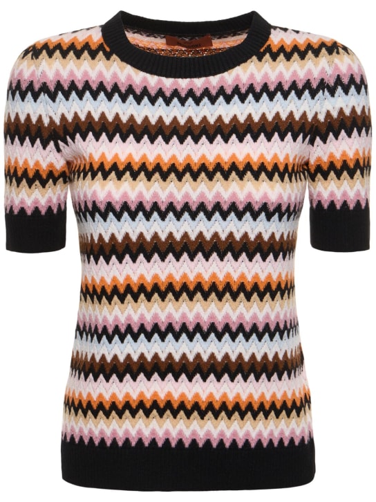 Missoni: Wool knit short sleeve crew top - women_0 | Luisa Via Roma